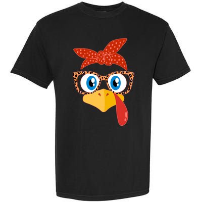 Cute Thanksgiving Bandana Glasses Turkey Girl Garment-Dyed Heavyweight T-Shirt