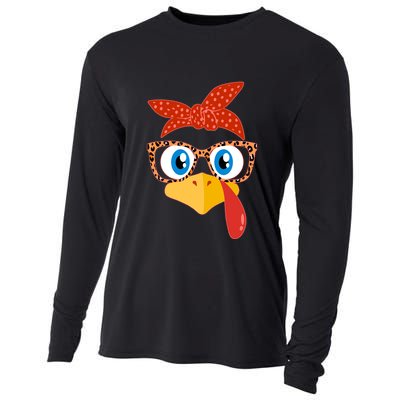 Cute Thanksgiving Bandana Glasses Turkey Girl Cooling Performance Long Sleeve Crew