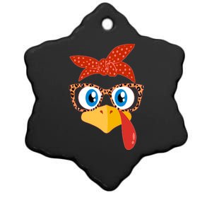 Cute Thanksgiving Bandana Glasses Turkey Girl Ceramic Star Ornament