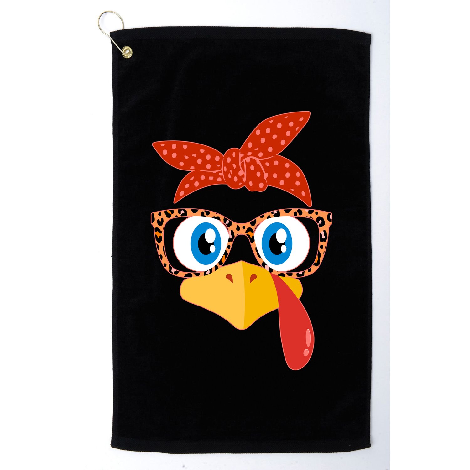 Cute Thanksgiving Bandana Glasses Turkey Girl Golf Towel