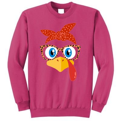 Cute Thanksgiving Bandana Glasses Turkey Girl Sweatshirt