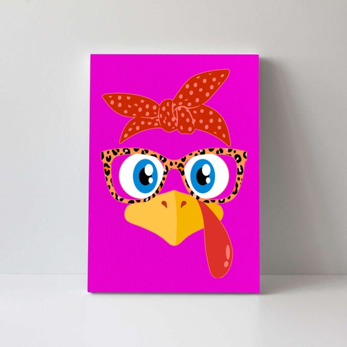 Cute Thanksgiving Bandana Glasses Turkey Girl Canvas