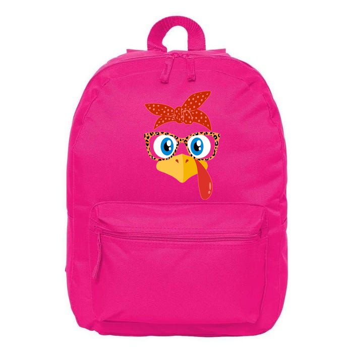 Cute Thanksgiving Bandana Glasses Turkey Girl 16 in Basic Backpack