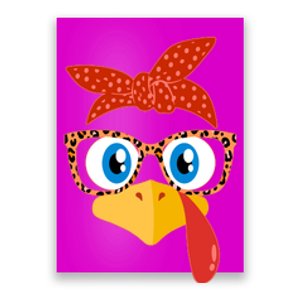 Cute Thanksgiving Bandana Glasses Turkey Girl Poster