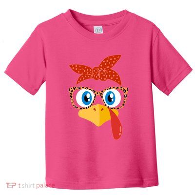 Cute Thanksgiving Bandana Glasses Turkey Girl Toddler T-Shirt