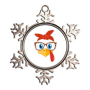 Cute Thanksgiving Bandana Glasses Turkey Girl Metallic Star Ornament