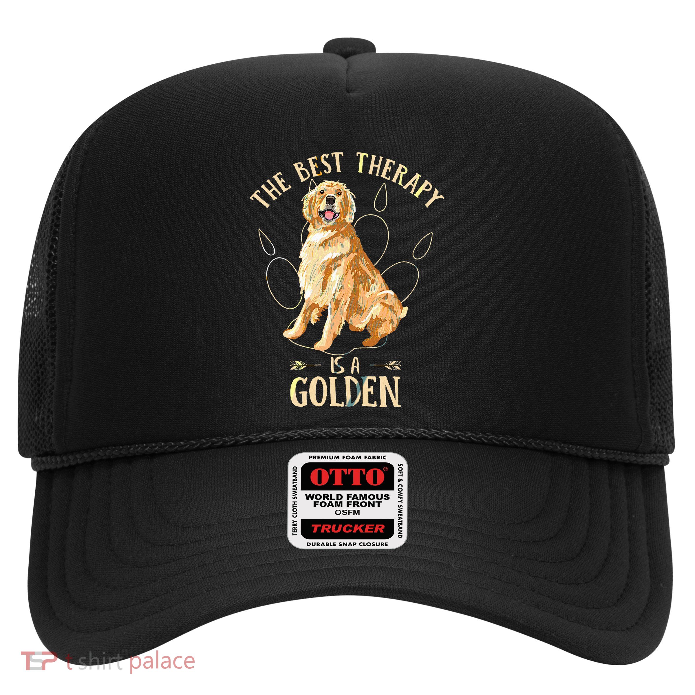 Colorful The Best Therapy Is A Golden Retriever Puppy Lover Trucker Hat