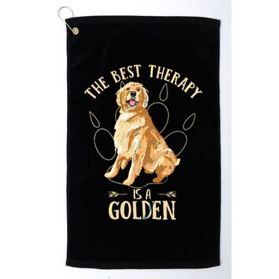 Colorful The Best Therapy Is A Golden Retriever Puppy Lover Golf Towel