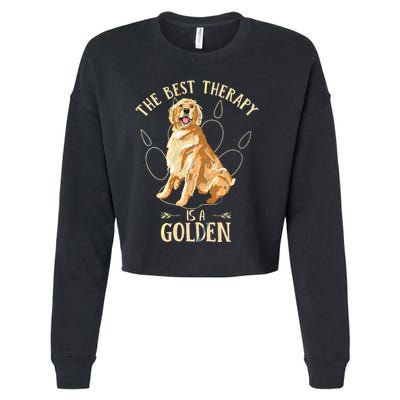 Colorful The Best Therapy Is A Golden Retriever Puppy Lover Cropped Pullover Crew
