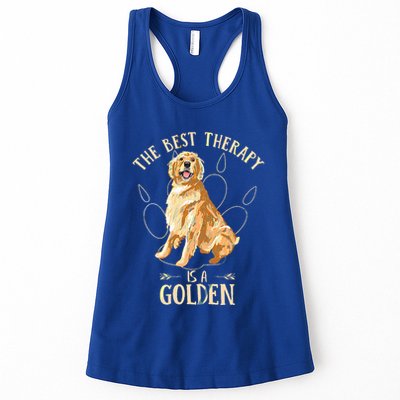 Colorful The Best Therapy Is A Golden Retriever Puppy Lover Womens Tank Top