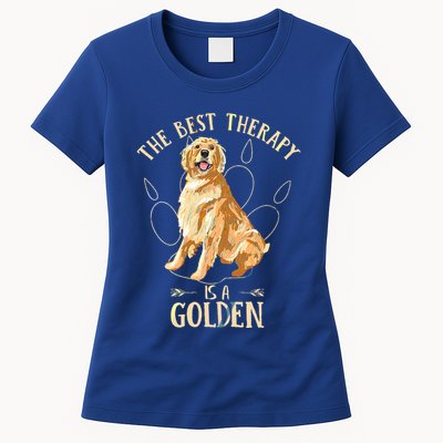 Colorful The Best Therapy Is A Golden Retriever Puppy Lover Womens T-Shirt
