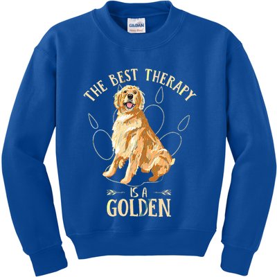 Colorful The Best Therapy Is A Golden Retriever Puppy Lover Kids Sweatshirt