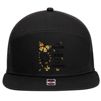 Christian Teacher Butterfly This Teacher Loves Jesus 7 Panel Mesh Trucker Snapback Hat