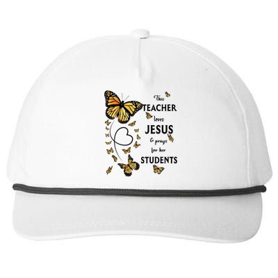 Christian Teacher Butterfly This Teacher Loves Jesus Snapback Five-Panel Rope Hat