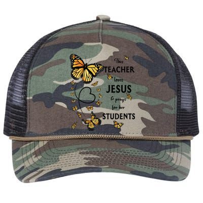 Christian Teacher Butterfly This Teacher Loves Jesus Retro Rope Trucker Hat Cap