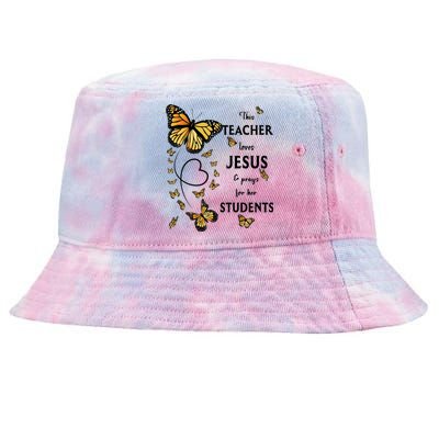 Christian Teacher Butterfly This Teacher Loves Jesus Tie-Dyed Bucket Hat