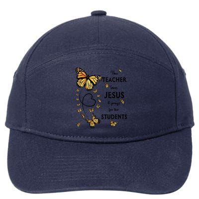 Christian Teacher Butterfly This Teacher Loves Jesus 7-Panel Snapback Hat