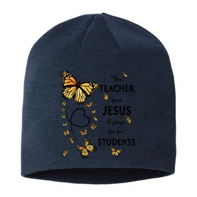 Christian Teacher Butterfly This Teacher Loves Jesus Sustainable Beanie