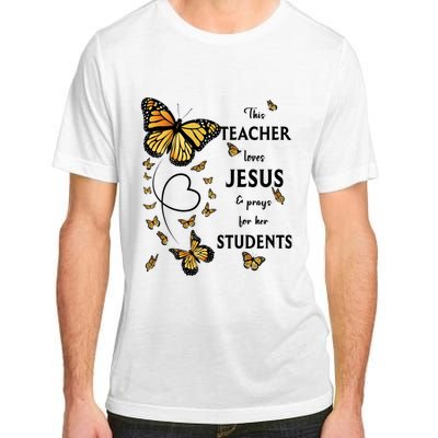 Christian Teacher Butterfly This Teacher Loves Jesus Adult ChromaSoft Performance T-Shirt