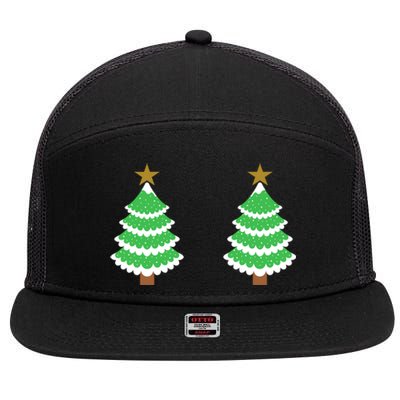 Christmas Tree Boobs Xmas Snow Funny Tree Boobs Gifts 7 Panel Mesh Trucker Snapback Hat