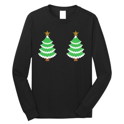 Christmas Tree Boobs Xmas Snow Funny Tree Boobs Gifts Long Sleeve Shirt