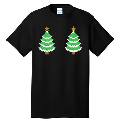 Christmas Tree Boobs Xmas Snow Funny Tree Boobs Gifts Tall T-Shirt