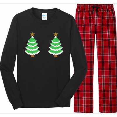 Christmas Tree Boobs Xmas Snow Funny Tree Boobs Gifts Long Sleeve Pajama Set