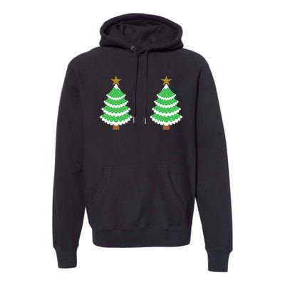 Christmas Tree Boobs Xmas Snow Funny Tree Boobs Gifts Premium Hoodie