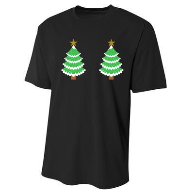 Christmas Tree Boobs Xmas Snow Funny Tree Boobs Gifts Performance Sprint T-Shirt