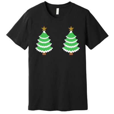 Christmas Tree Boobs Xmas Snow Funny Tree Boobs Gifts Premium T-Shirt