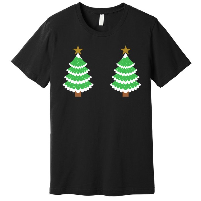 Christmas Tree Boobs Xmas Snow Funny Tree Boobs Gifts Premium T-Shirt