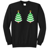 Christmas Tree Boobs Xmas Snow Funny Tree Boobs Gifts Tall Sweatshirt