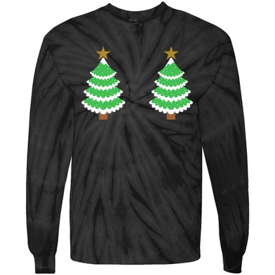 Christmas Tree Boobs Xmas Snow Funny Tree Boobs Gifts Tie-Dye Long Sleeve Shirt