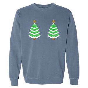 Christmas Tree Boobs Xmas Snow Funny Tree Boobs Gifts Garment-Dyed Sweatshirt