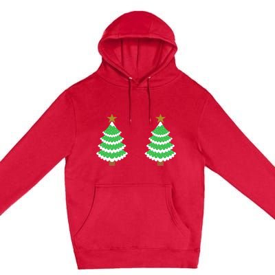 Christmas Tree Boobs Xmas Snow Funny Tree Boobs Gifts Premium Pullover Hoodie