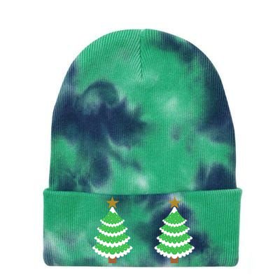 Christmas Tree Boobs Xmas Snow Funny Tree Boobs Gifts Tie Dye 12in Knit Beanie