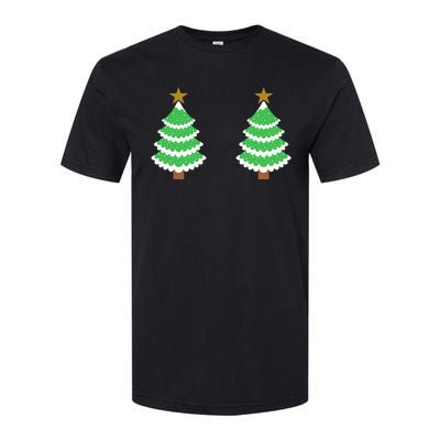 Christmas Tree Boobs Xmas Snow Funny Tree Boobs Gifts Softstyle CVC T-Shirt