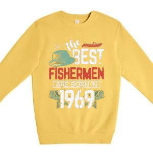 Cute The Best Fisherman Are Born In 1969 Fishing Hat Trout Boat Premium Crewneck Sweatshirt