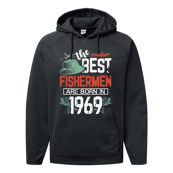 Cute The Best Fisherman Are Born In 1969 Fishing Hat Trout Boat Performance Fleece Hoodie