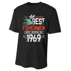 Cute The Best Fisherman Are Born In 1969 Fishing Hat Trout Boat Performance Sprint T-Shirt