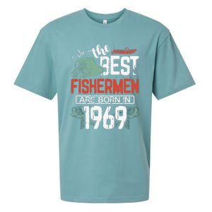 Cute The Best Fisherman Are Born In 1969 Fishing Hat Trout Boat Sueded Cloud Jersey T-Shirt