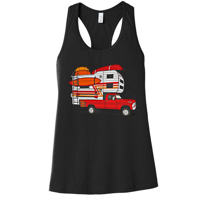 Camping Truck Boats Watercraft Kayaks And Paddleboards Cool Gift Women's Racerback Tank