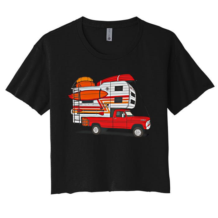 Camping Truck Boats Watercraft Kayaks And Paddleboards Cool Gift Women's Crop Top Tee