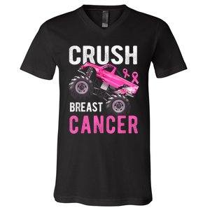 Crush Truck Breast Cancer V-Neck T-Shirt