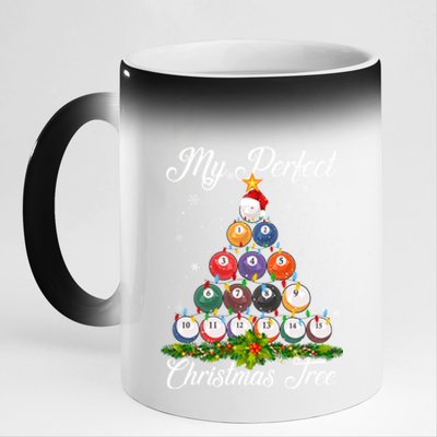 Christmas Tree Billiards Ugly Xmas Sweater Great Gift 11oz Black Color Changing Mug