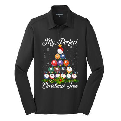 Christmas Tree Billiards Ugly Xmas Sweater Great Gift Silk Touch Performance Long Sleeve Polo