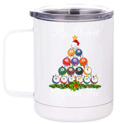 Christmas Tree Billiards Ugly Xmas Sweater Great Gift 12 oz Stainless Steel Tumbler Cup