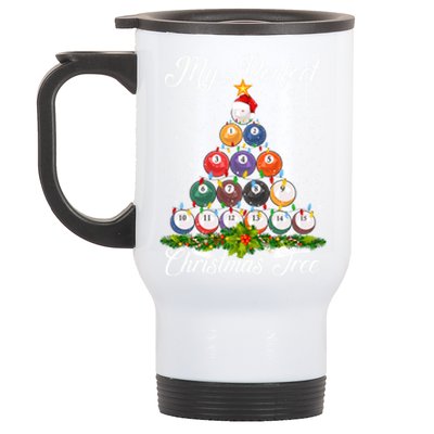 Christmas Tree Billiards Ugly Xmas Sweater Great Gift Stainless Steel Travel Mug