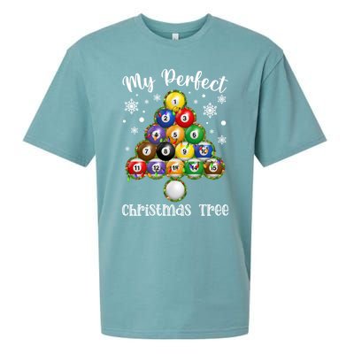 Christmas Tree Billiards Ugly Xmas Sweater Gift Sueded Cloud Jersey T-Shirt