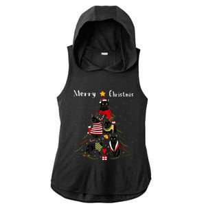 Christmas Tree Bombay Cat Lover Xmas Cat Owner Ladies PosiCharge Tri-Blend Wicking Draft Hoodie Tank